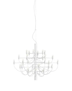 2097/30 lysekrone LED m. klare pærer, mat hvid