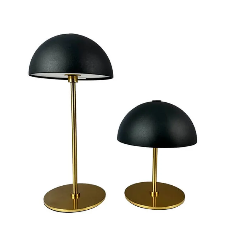 Along LED bordlampe / batterilampe, sort/messing (2 stk.)