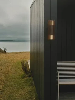 Aludra udendørs double væglampe, seaside metallisk brun