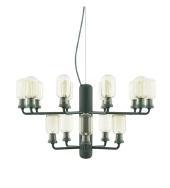 Amp Lysekrone - Lille, Guld/Grøn marmor