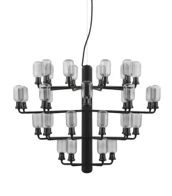 Amp Lysekrone - Stor, Smoke/Sort marmor