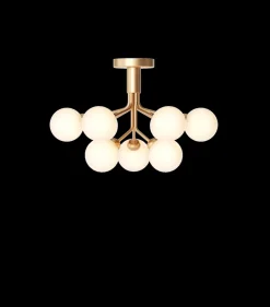 Apiales 9 loftlampe, børstet messing/opal