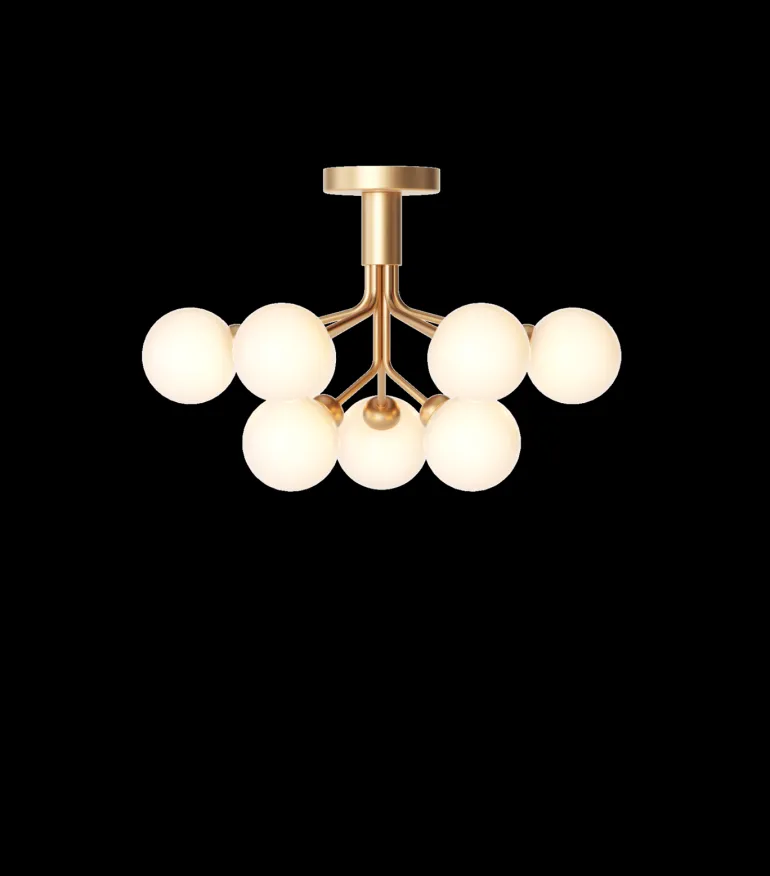 Apiales 9 loftlampe, børstet messing/opal