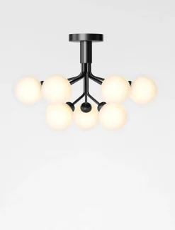 Apiales 9 loftlampe, satin sort/opal