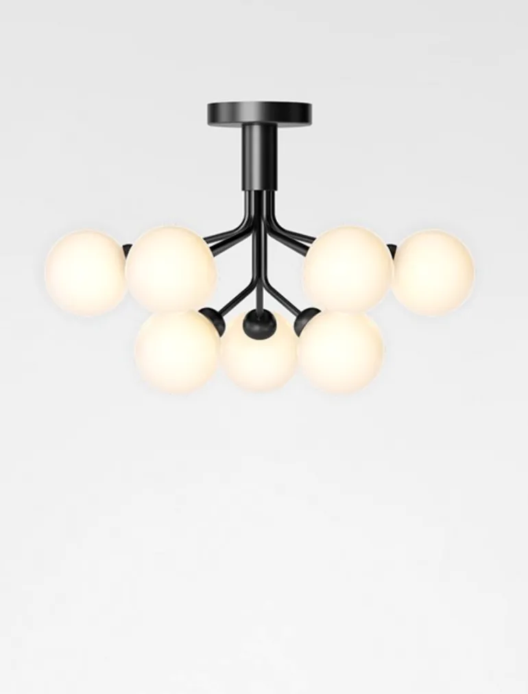 Apiales 9 loftlampe, satin sort/opal