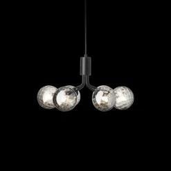 Apiales 6 lysekrone, satin sort/optic smoked glas