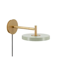 Asteria væglampe kort, olive grøn/messing