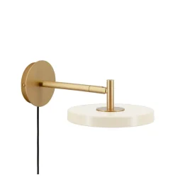 Asteria væglampe kort, pearl hvid/messing