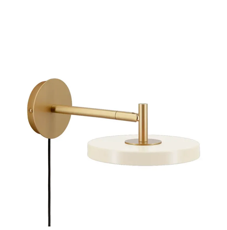 Asteria væglampe kort, pearl hvid/messing