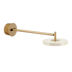 Asteria væglampe lang hardwired, pearl hvid/messing