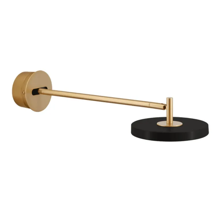 Asteria væglampe lang hardwired, sort/messing