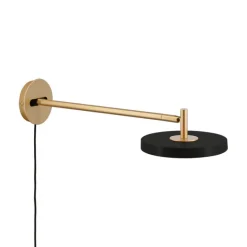 Asteria væglampe lang, sort/messing