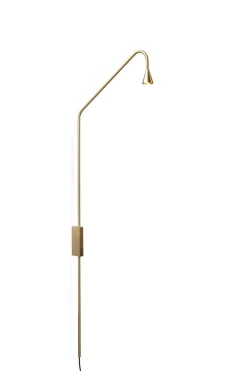 Austere væglampe m. touchdæmp og stik, børstet messing