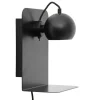 Ball væglampe m/USB, mat sort