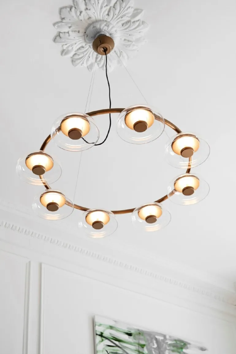 Blossi 8 lysekrone, nordic guld/klar