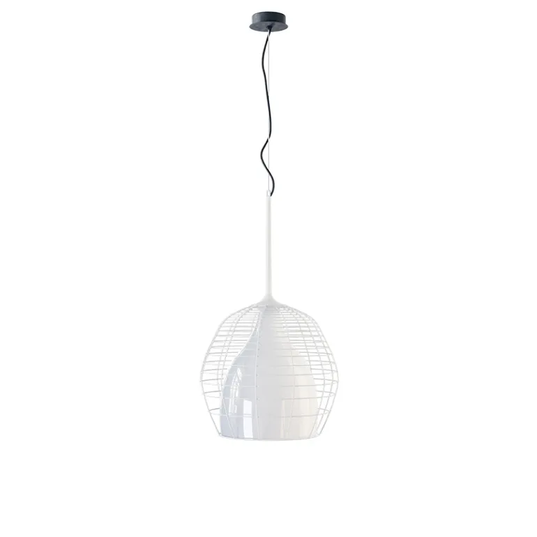 Cage Pendel Large, Hvid/Hvid