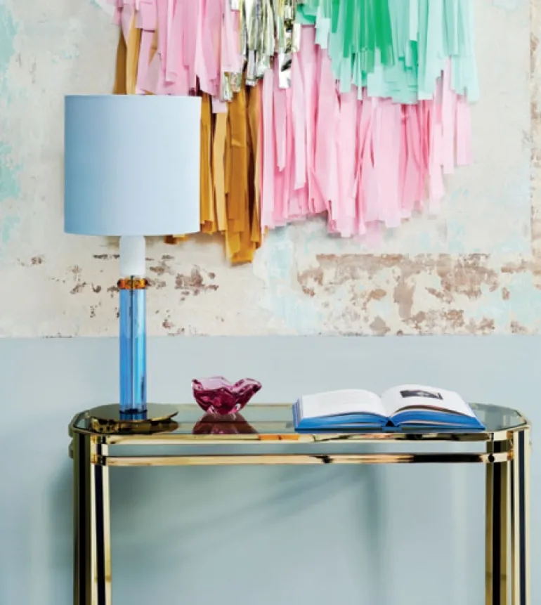 Carnival bordlampe No. 1, blue/amber/white/clear