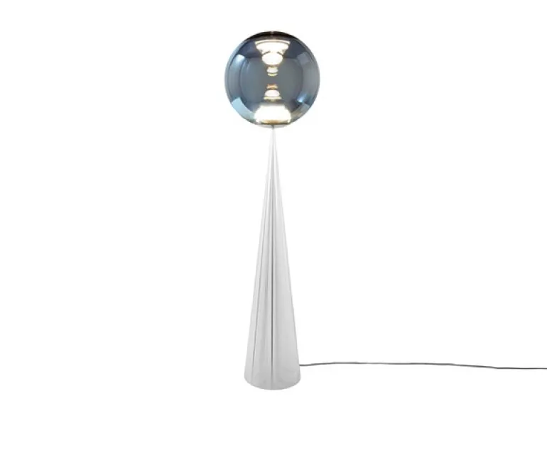 Globe Fat gulvlampe, sølv/sølv