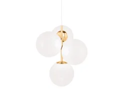 Globe lysekrone mini, opal/guld