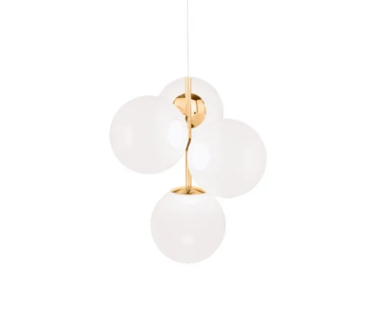 Globe lysekrone mini, opal/guld