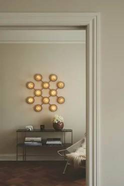 Liila 12 væglampe / loftlampe, nordic guld/klar