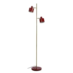 Ocean gulvlampe, mørkerød/messing