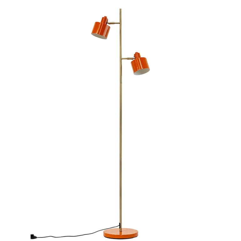 Ocean gulvlampe, orange/messing