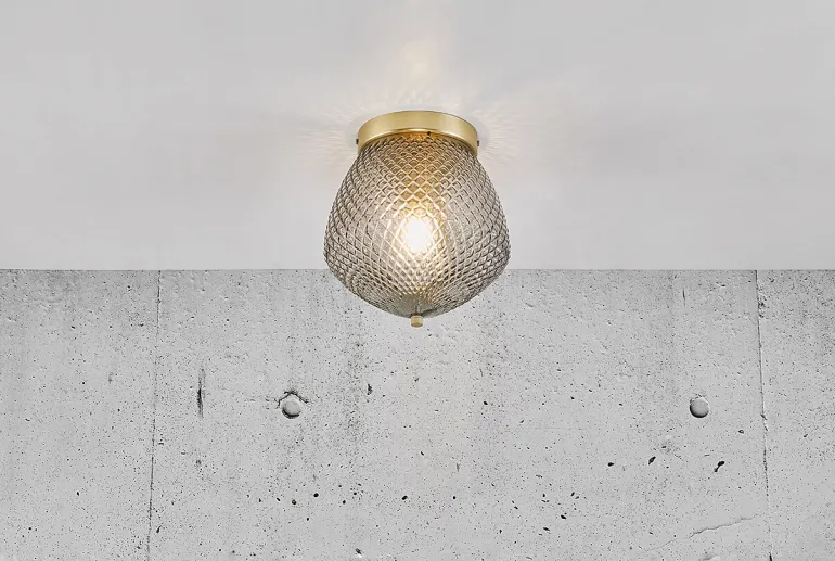 Orbiform loftlampe E27, røgfarvet