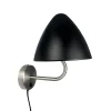Oulu væglampe, sort/børstet stål