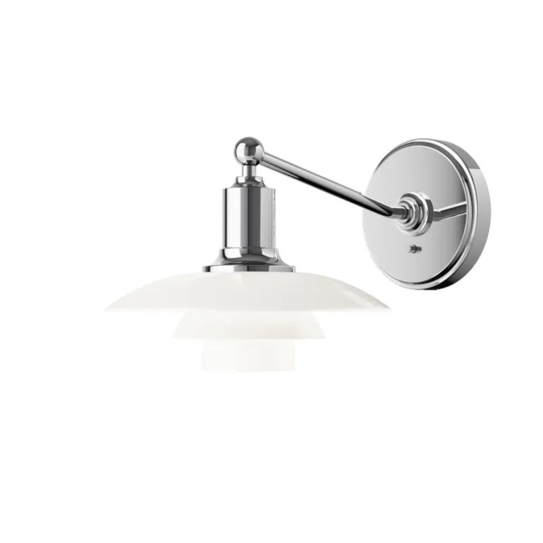 PH 2/1 væglampe m/afbryder, hvid opal