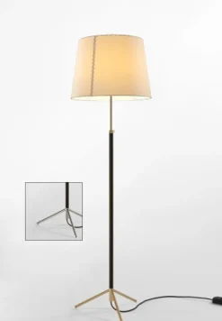 Pie de salón Gulvlampe G1 beige pergament/krom