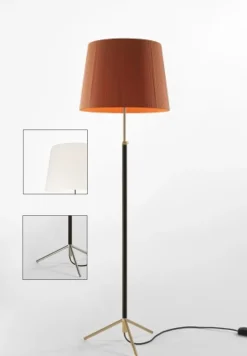 Pie de salón Gulvlampe G1 hvid/krom