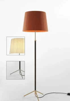 Pie de salón Gulvlampe G1 natur/krom