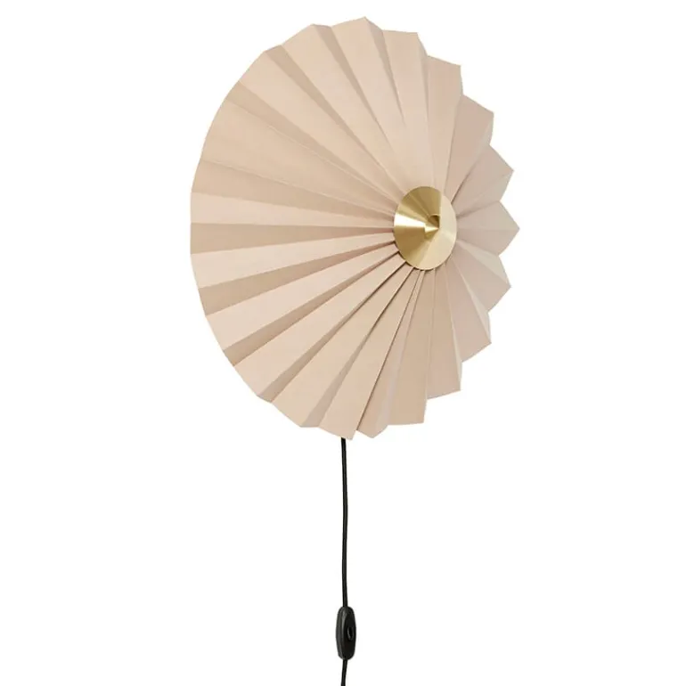 Pliss væglampe, sand/messing