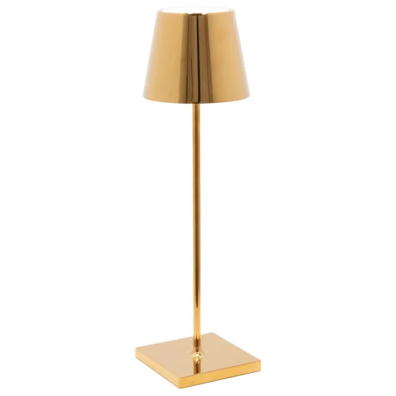 Poldina batterilampe / bordlampe, blank guld