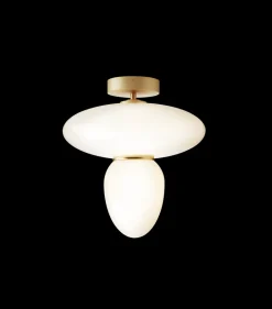 Rizzatto 42 loftlampe, satin brass/opal