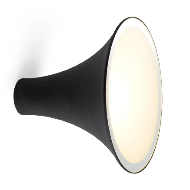 Sirens Væglampe Ø26,5 m. frosted glas og spejlkant, Sort