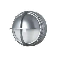 Skot LED udendørs væglampe / loftlampe, halvafskærmet klar/alu