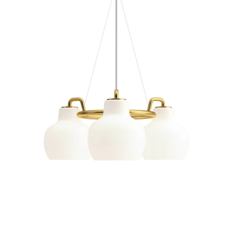 VL Ringkrone 3 pendel, messing/blank opal